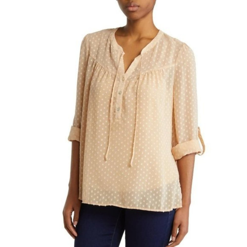 Daniel Rainn Printed Split Neck Blouse